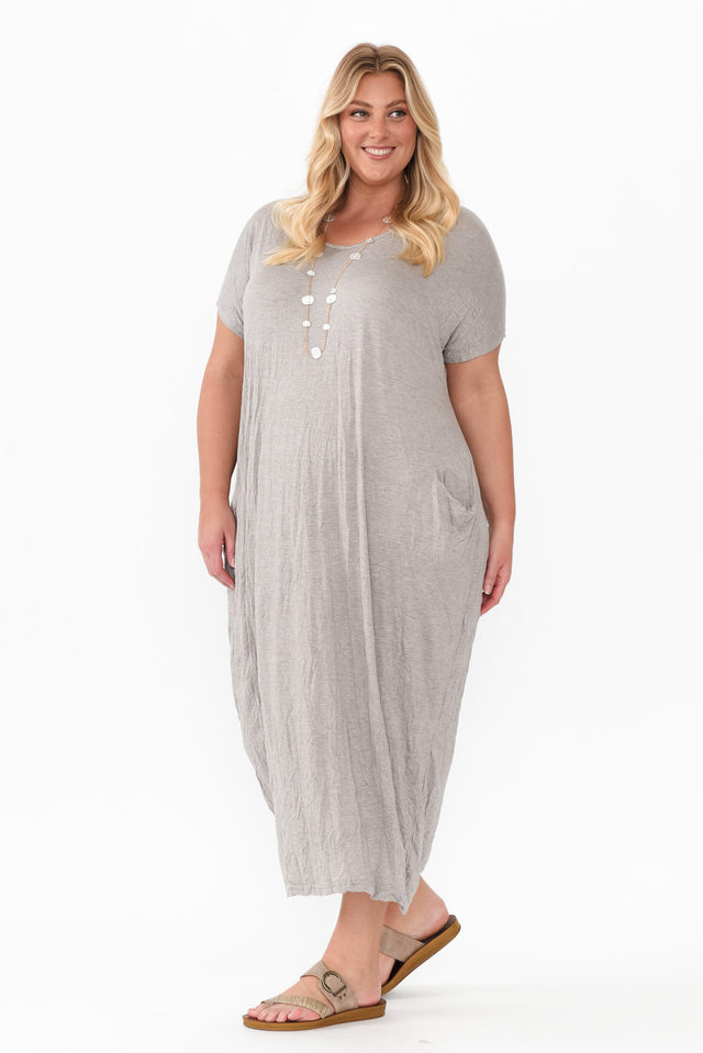 Travel Oat Crinkle Cotton Sleeved Maxi Dress