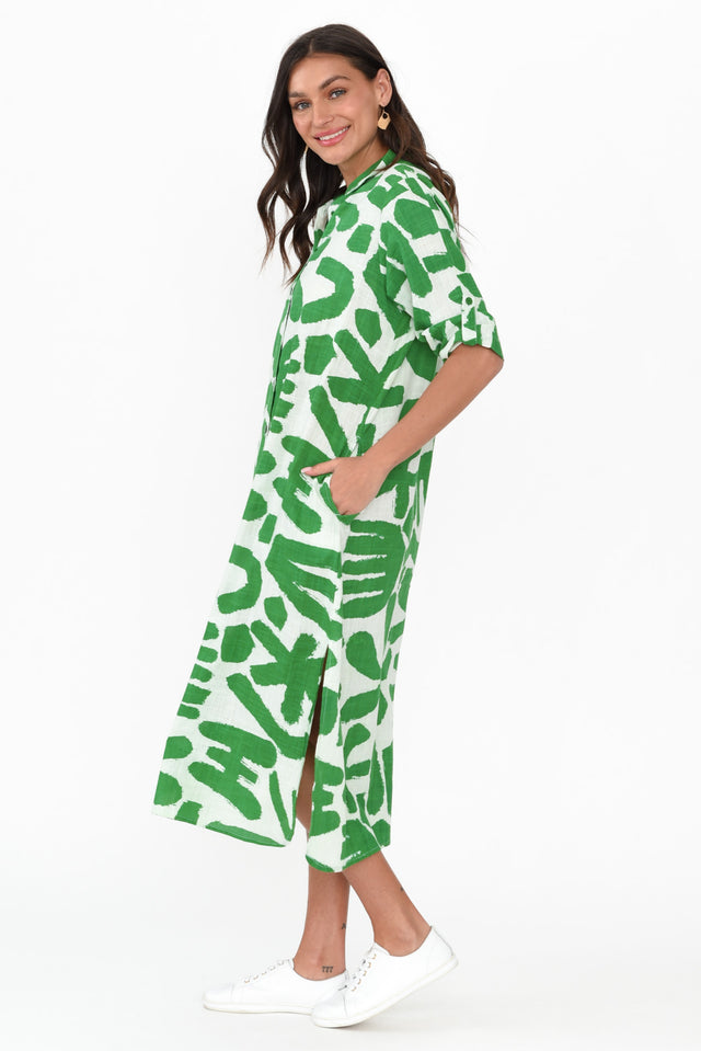 Tricia Green Abstract Cotton Shirt Dress image 5