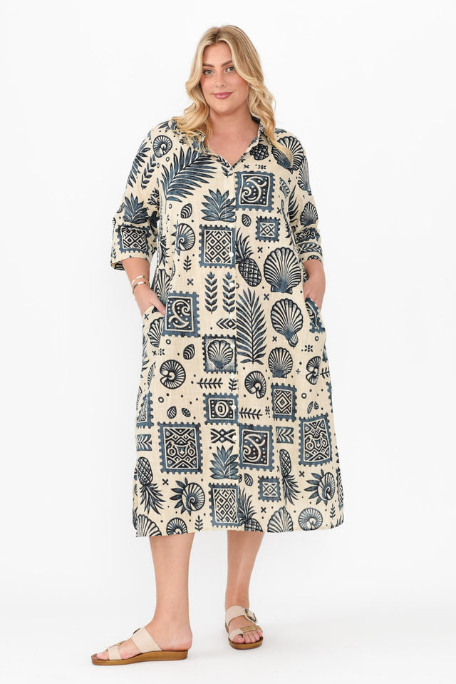 Tricia Navy Seaside Cotton Shirt Dress