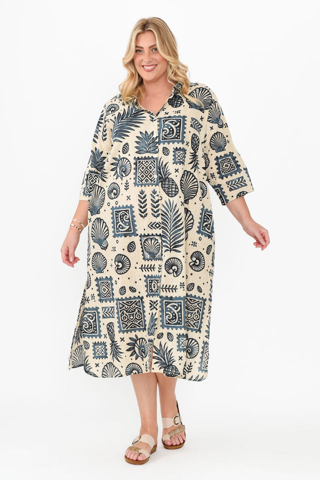 Tricia Navy Seaside Cotton Shirt Dress