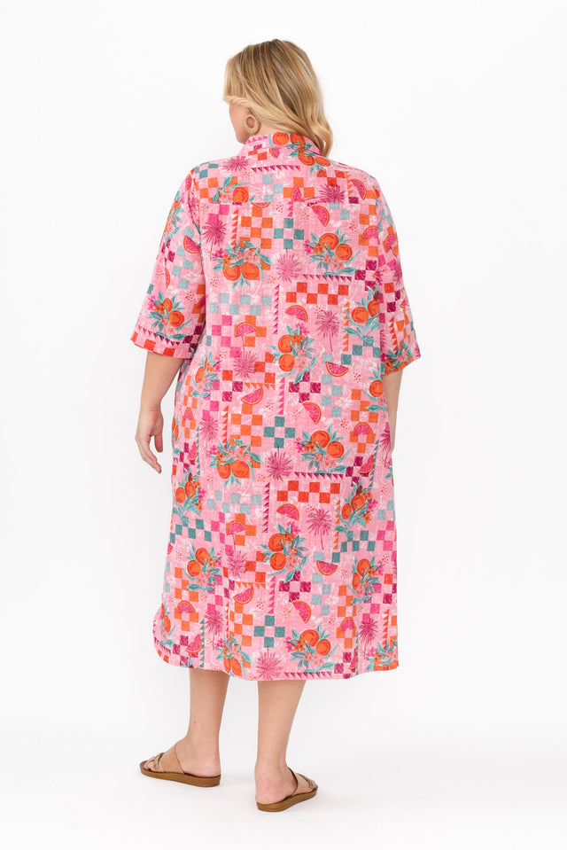 Tricia Pink Tropical Cotton Shirt Dress