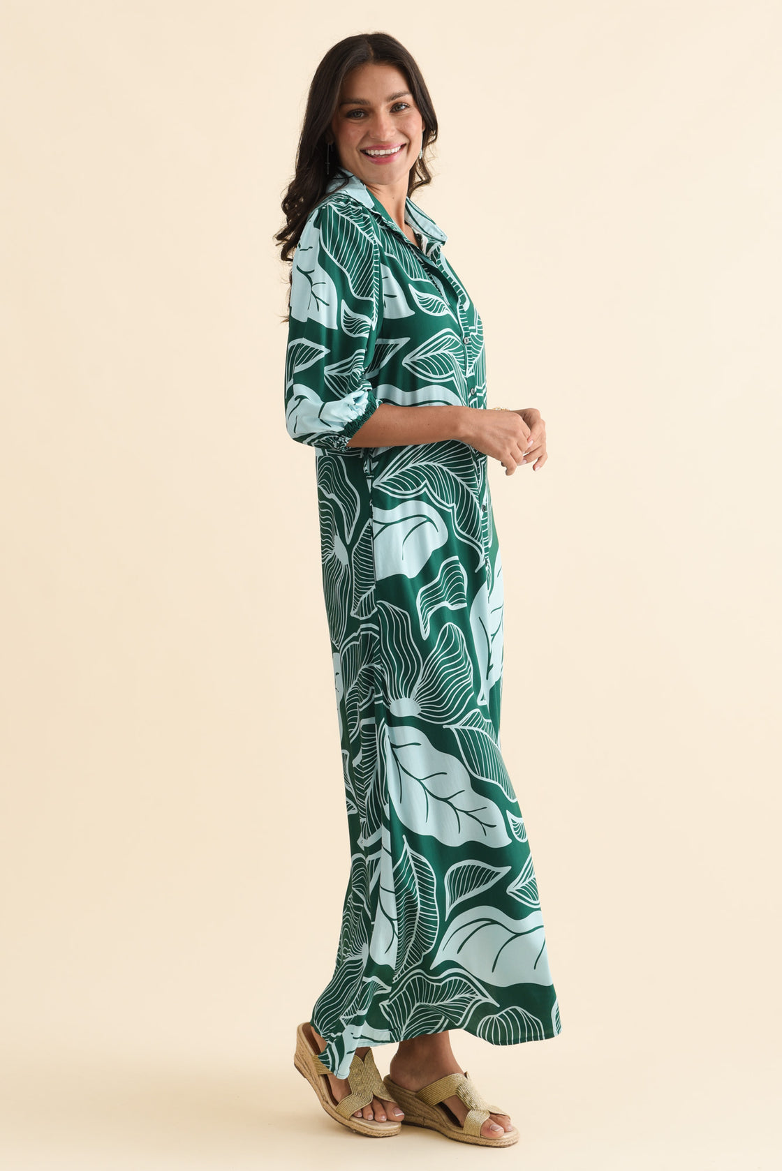 Trinity Green Leaf Tie Dress - Blue Bungalow AU
