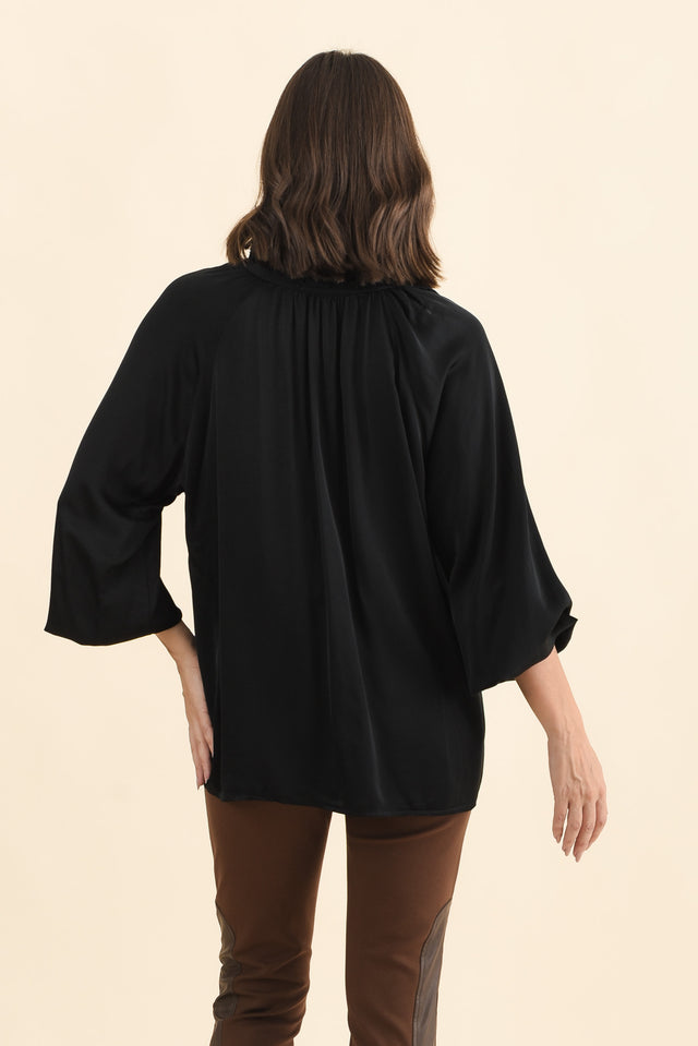 Trove Black Silk Ruffle Top image 4