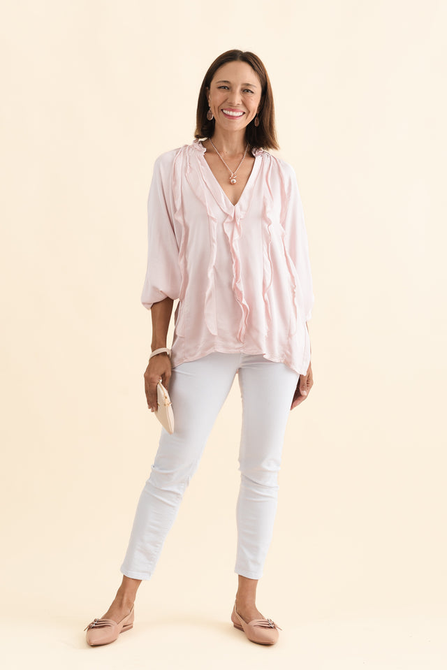 Trove Blush Silk Ruffle Top banner image