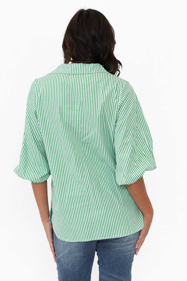 Troy Green Stripe Cotton Shirt image 6