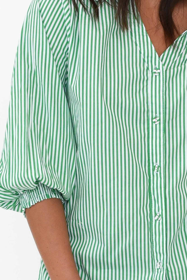 Troy Green Stripe Cotton Shirt