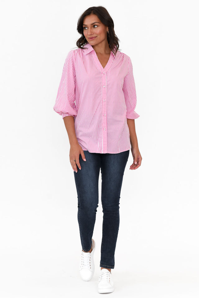 Troy Pink Stripe Cotton Shirt