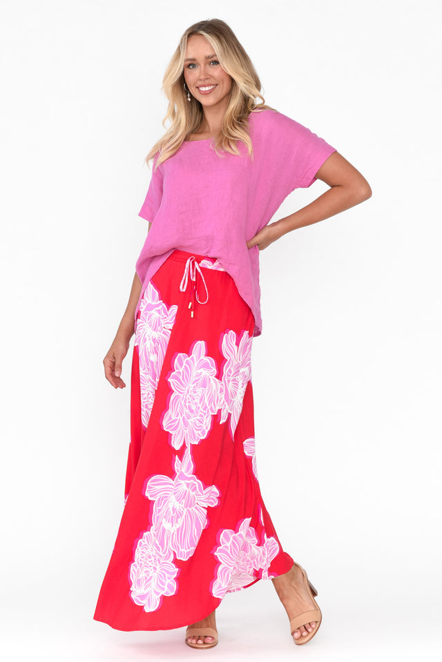Trudy Red Floral Maxi Skirt image 7