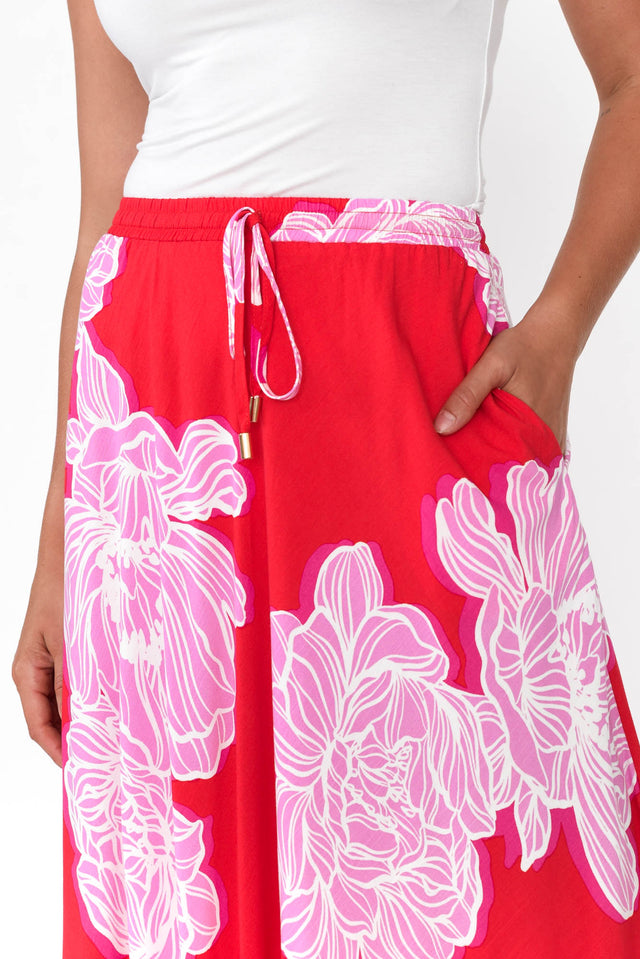 Trudy Red Floral Maxi Skirt thumbnail 4