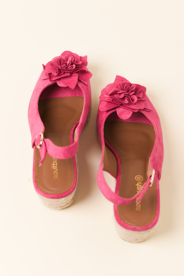 Tulip Fuchsia Flower Suede Wedge image 4