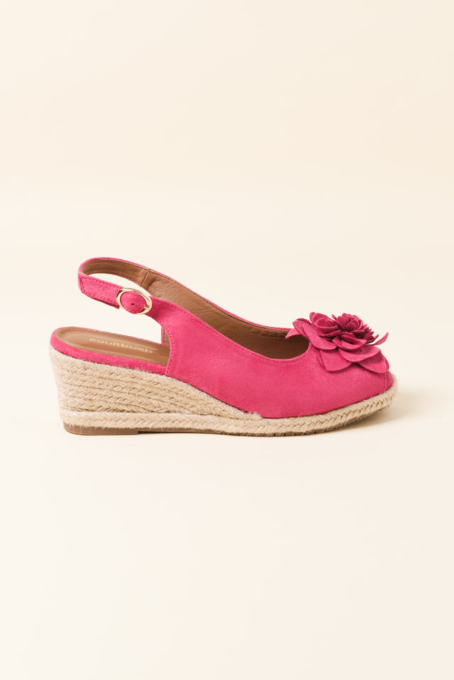 Tulip Fuchsia Flower Suede Wedge