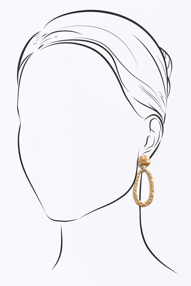 Tulla Gold Oval Drop Earrings image 2