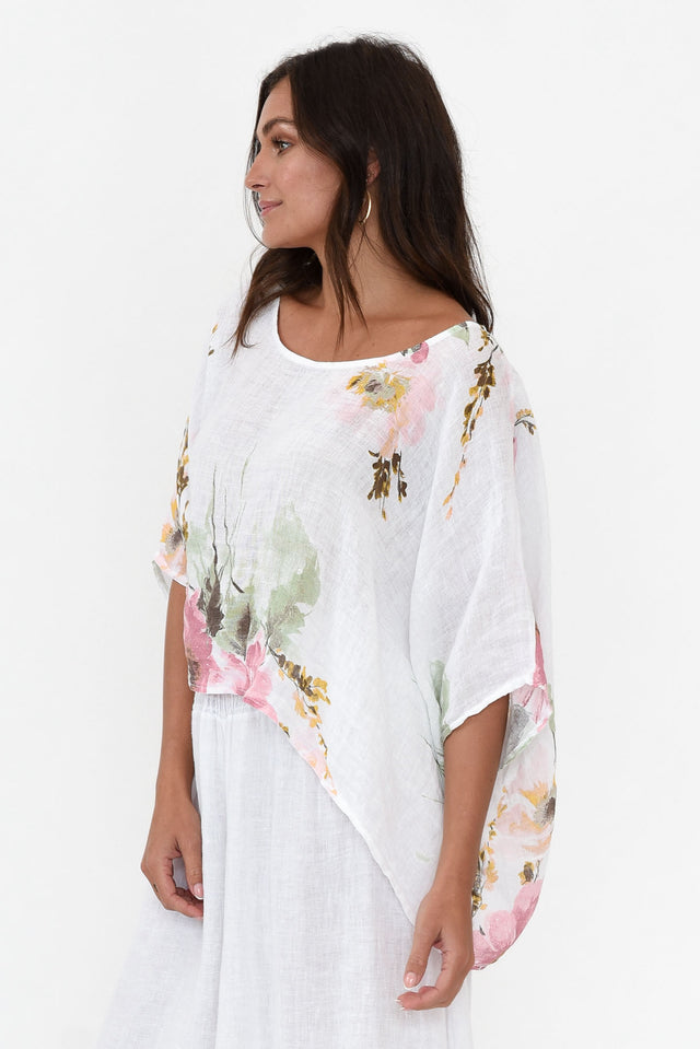 Turner White Floral Linen Scoop Neck Top image 3