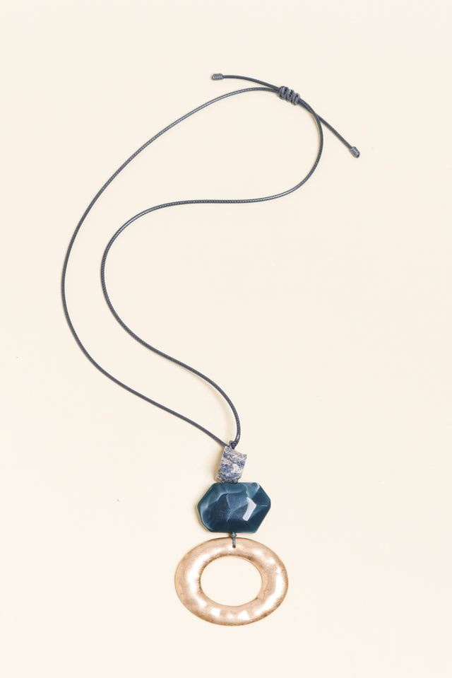 Tyra Blue Stone Pendant Necklace
