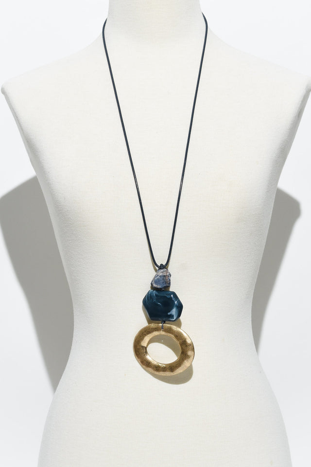 Tyra Blue Stone Pendant Necklace
