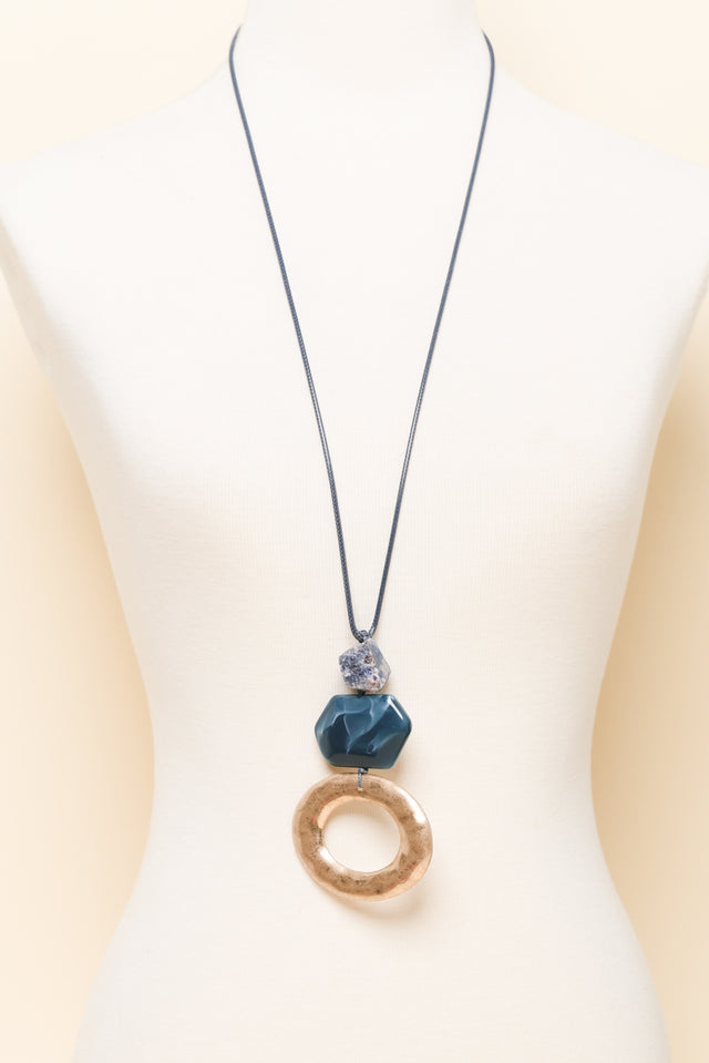 Tyra Blue Stone Pendant Necklace