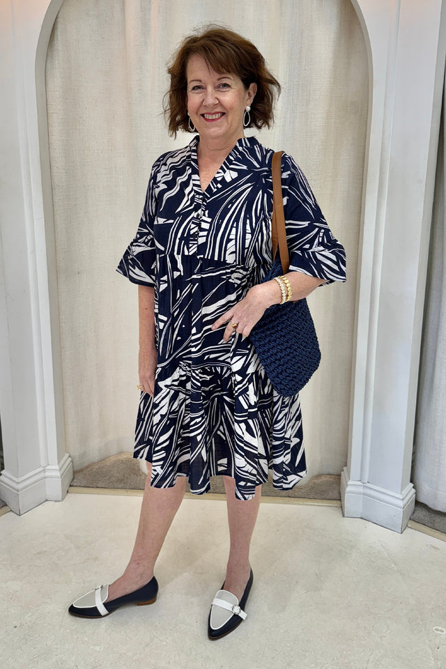 Senna Navy Burst Cotton Dress image 8