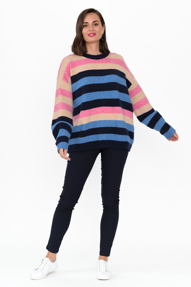 Valeria Blue Stripe Knit Jumper image 6