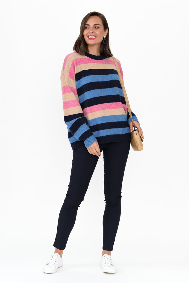 Valeria Blue Stripe Knit Jumper image 2