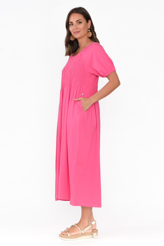 Vancouver Pink Cotton Shirred Dress image 4