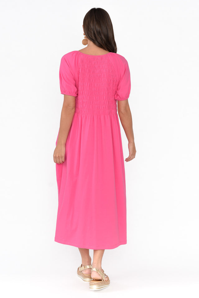 Vancouver Pink Cotton Shirred Dress thumbnail 5