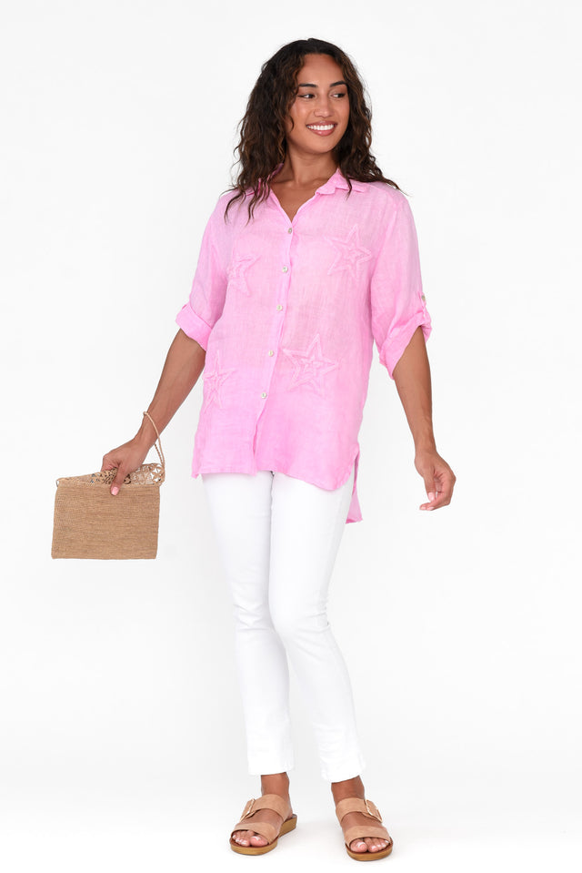 Veridian Pink Star Linen Shirt