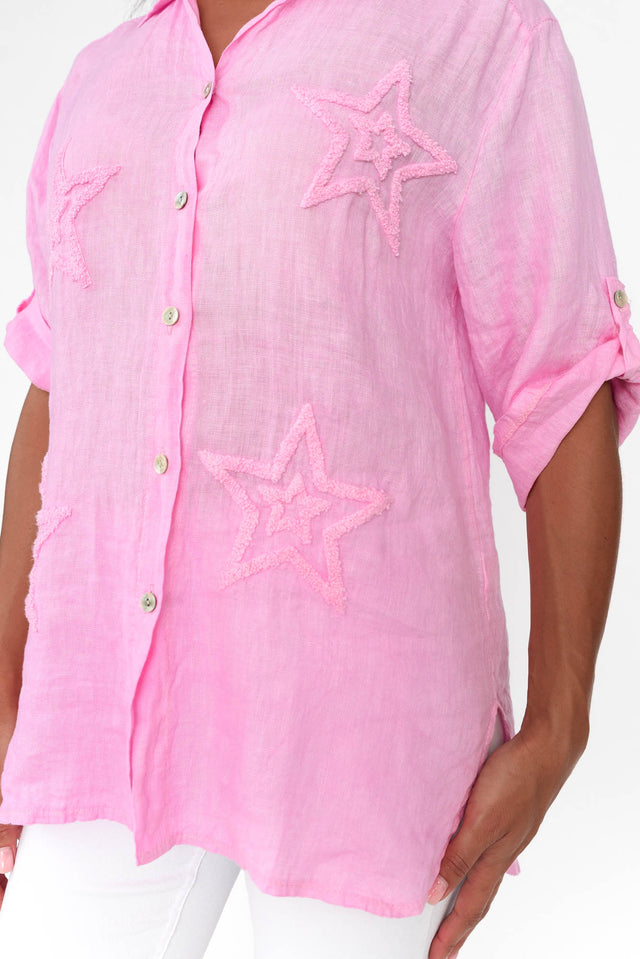 Veridian Pink Star Linen Shirt image 5