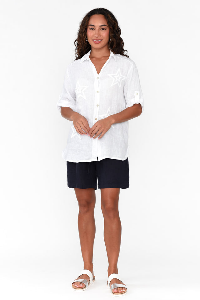 Veridian White Star Linen Shirt image 6