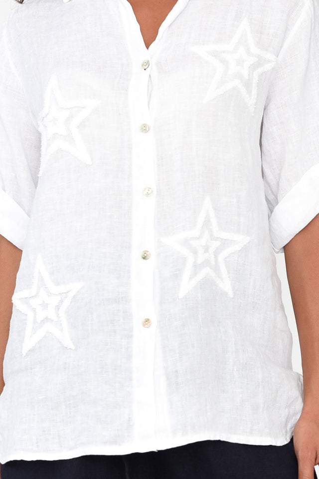 Veridian White Star Linen Shirt thumbnail 5
