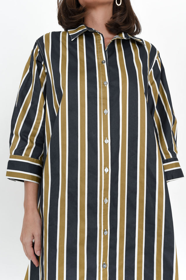 Violeta Navy Stripe Cotton Shirt Dress image 5