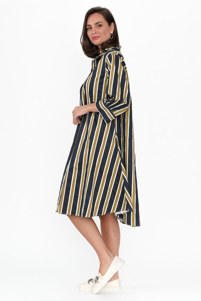 Violeta Navy Stripe Cotton Shirt Dress image 3