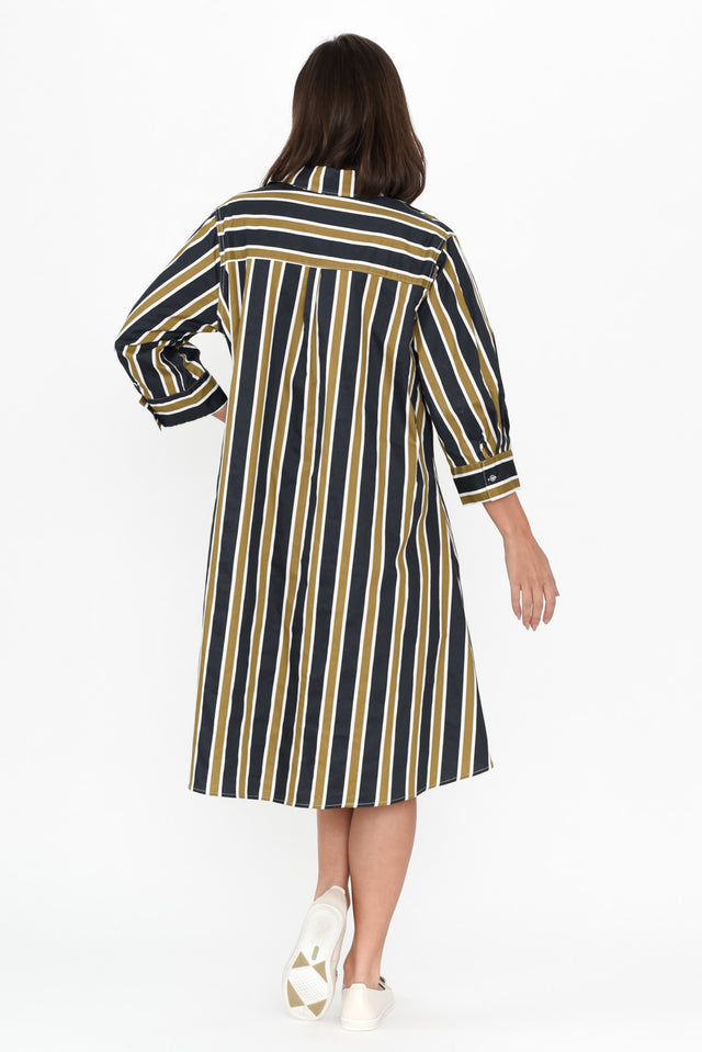 Violeta Navy Stripe Cotton Shirt Dress image 4