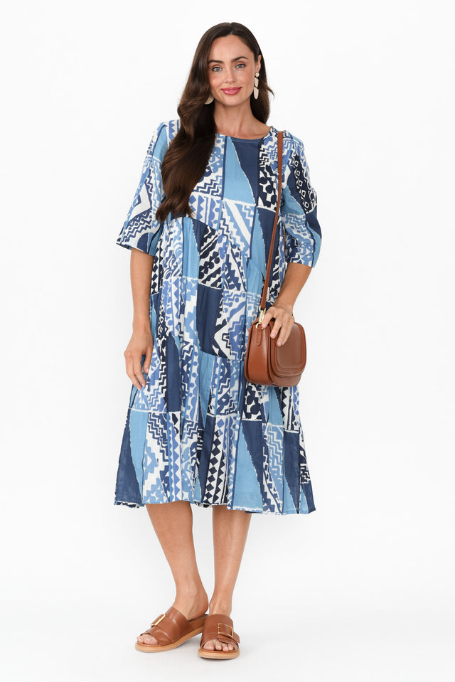 Violetta Blue Motif Cotton Dress banner image