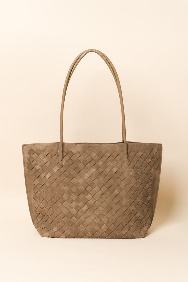 Virginia Taupe Suede Tote Bag