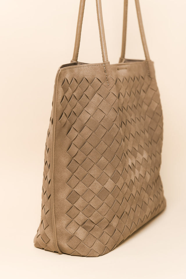 Virginia Taupe Suede Tote Bag