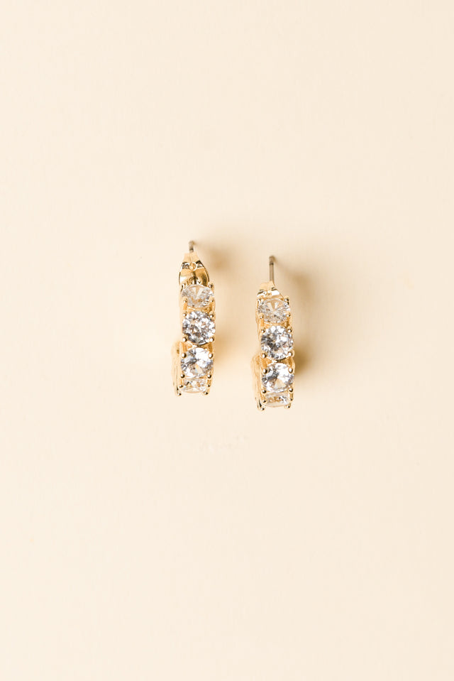 Vittoria Gold Crystal Half Hoop Earrings image 4