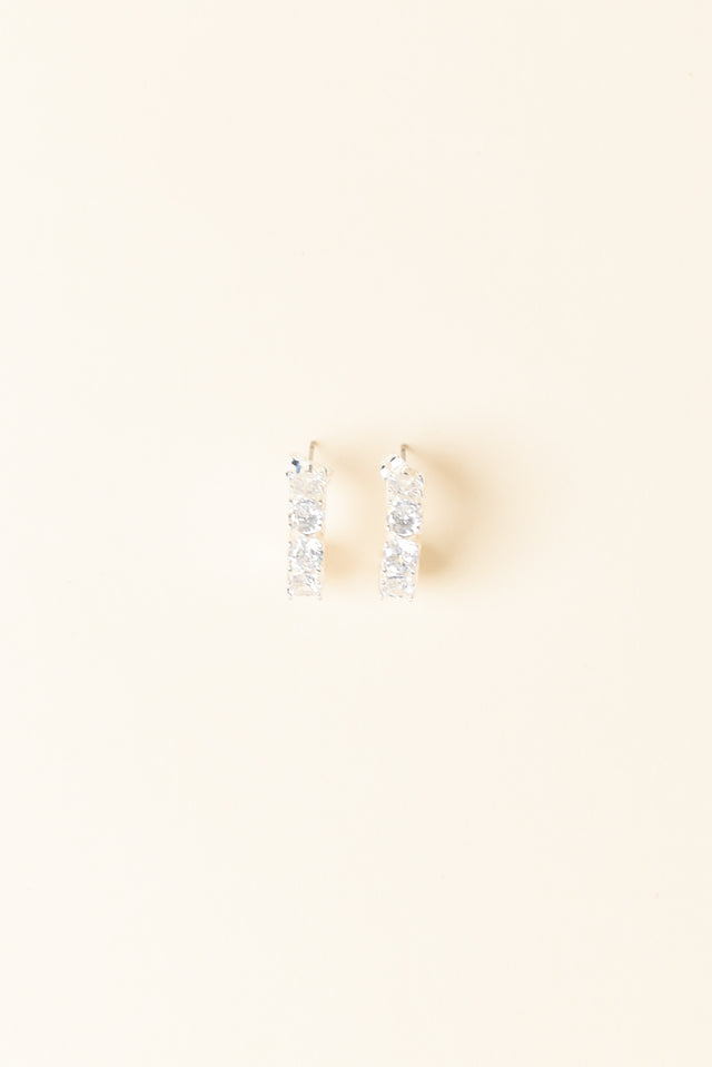 Vittoria Silver Crystal Half Hoop Earrings