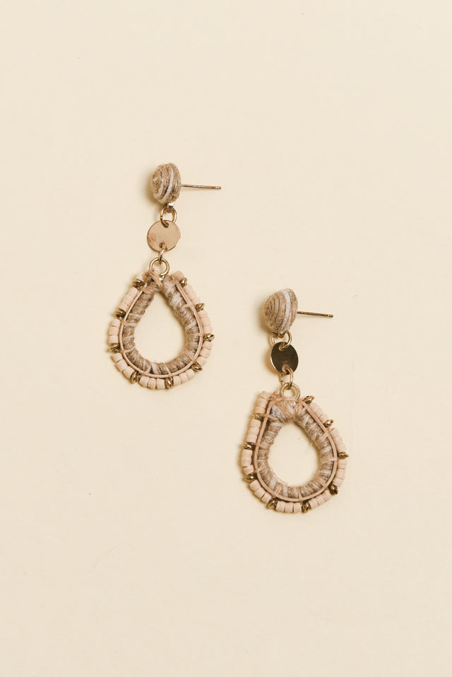 Wattle Cream Raffia Drop Earrings