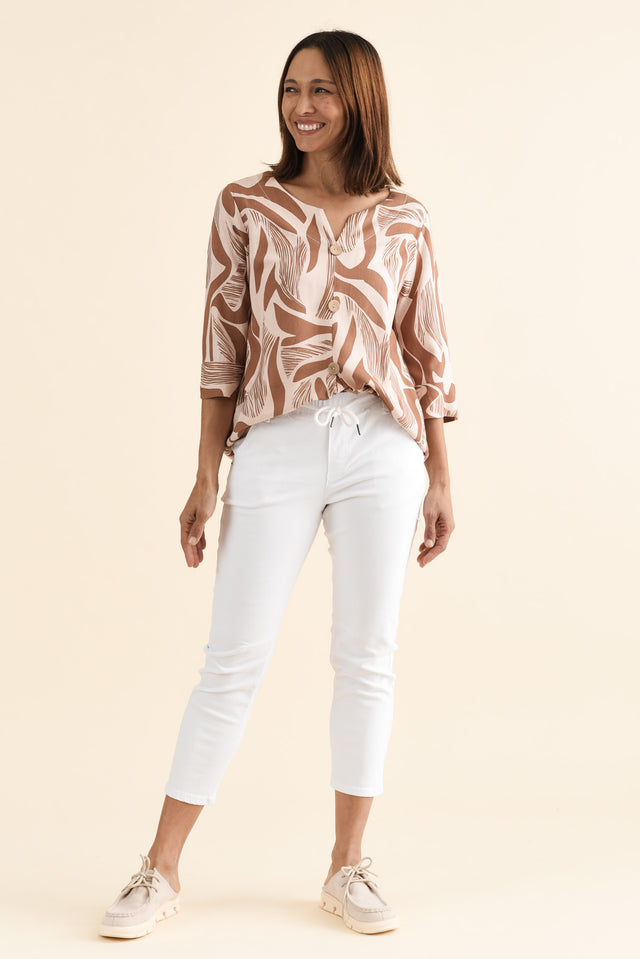 Whistler White Cotton Jogger Pants,brunette model,Full Outfit,alt text|model:Cara image 6