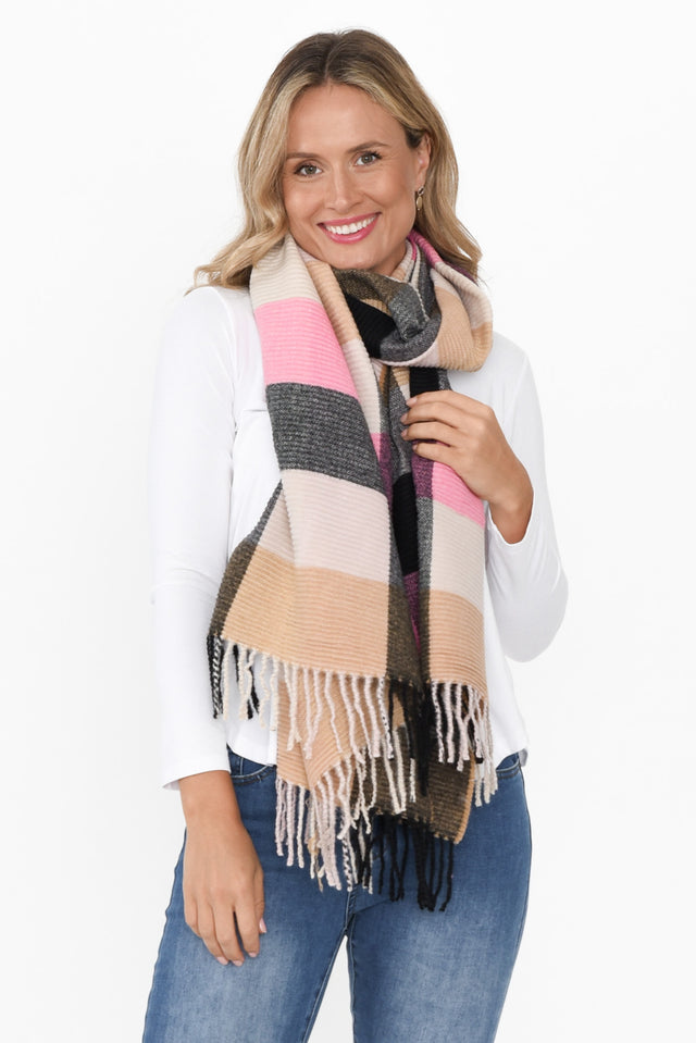 Whit Black Check Scarf image 1
