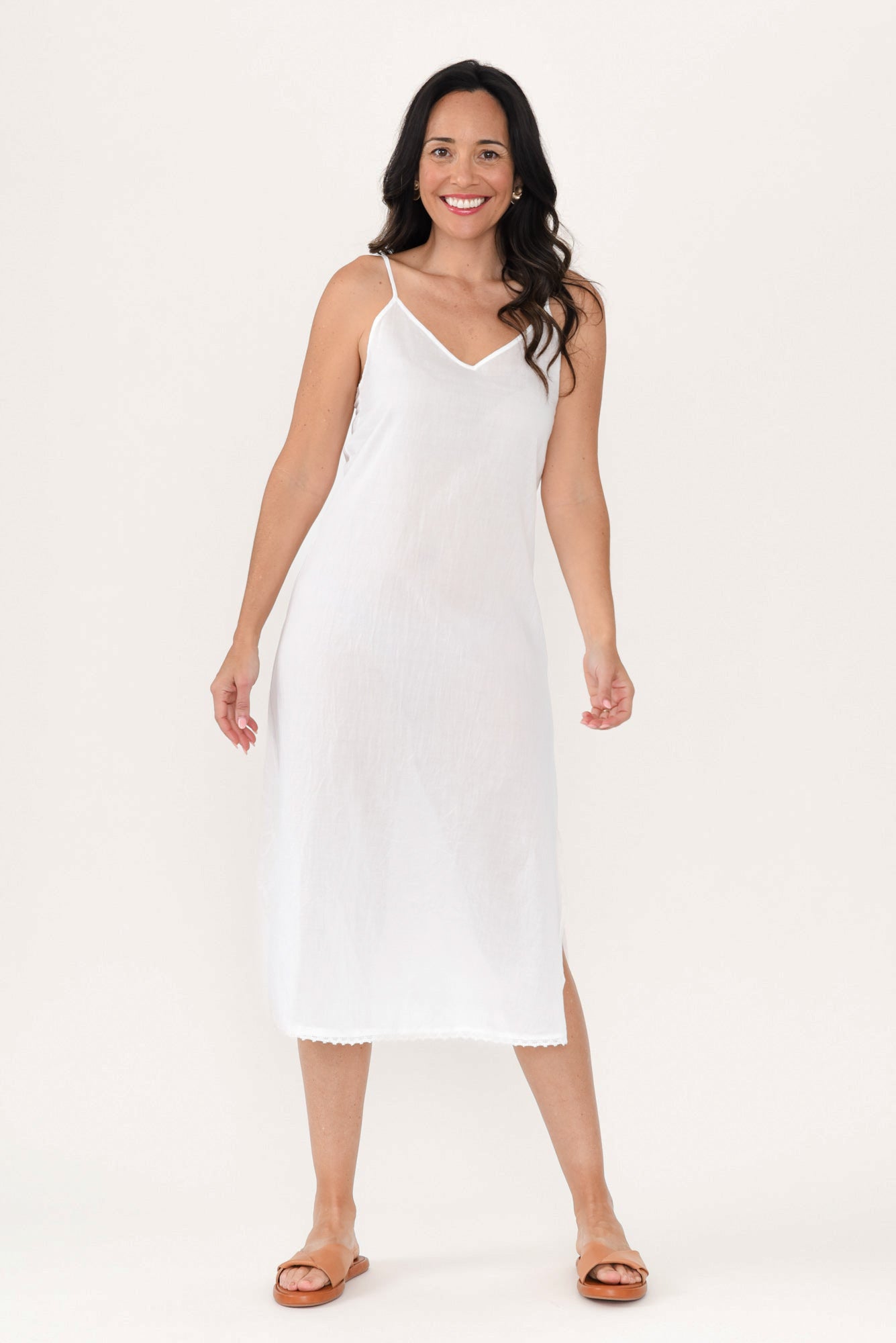 White Cotton Under Slip Women's White Cambric Cotton Long A-Line Slip NC0400 White Cotton Under Slip Women's White Cambric Cotton Long A-Line Slip NC0400