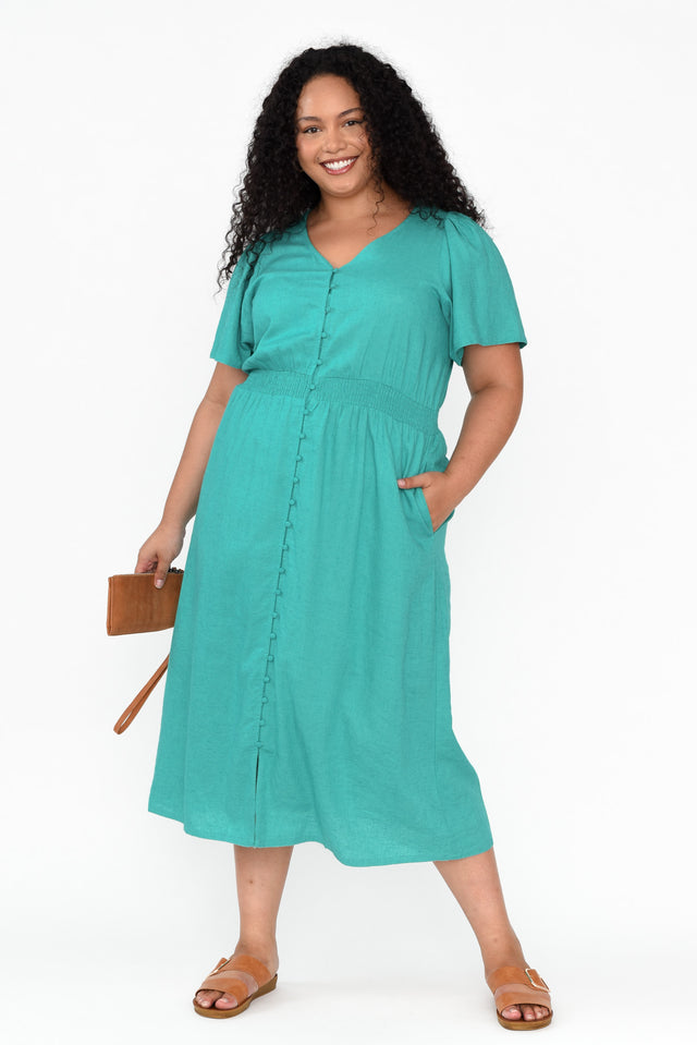 plus-size,curve-dresses,plus-size-sleeved-dresses,plus-size-below-knee-dresses,plus-size-midi-dresses,plus-size-linen-dresses image 7