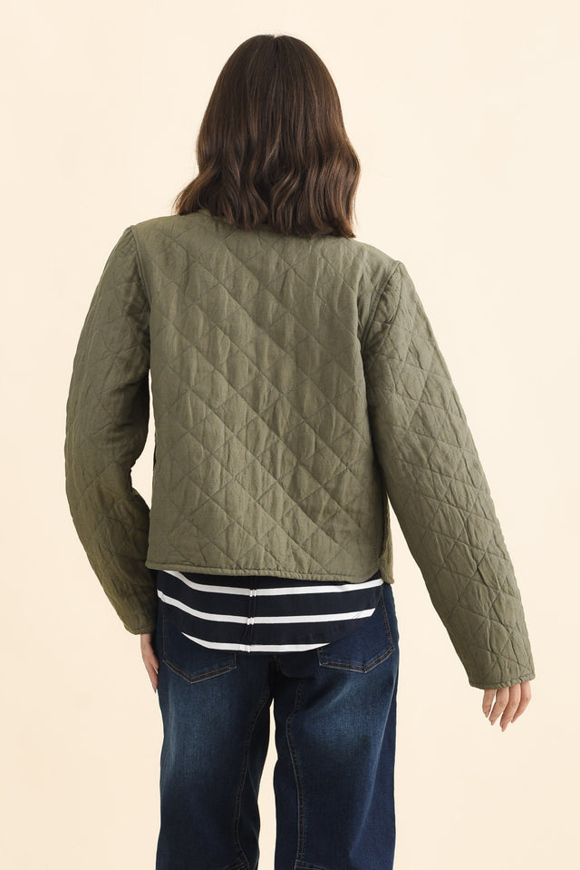 Whittaker Sage Quilted Linen Blend Jacket,Brunette model,alt text|model:MJ image 5
