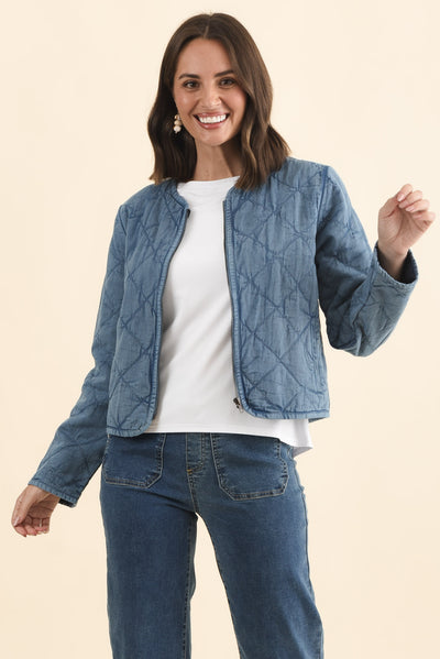 William Blue Quilted Pocket Jacket,Brunette model,alt text|model:MJ