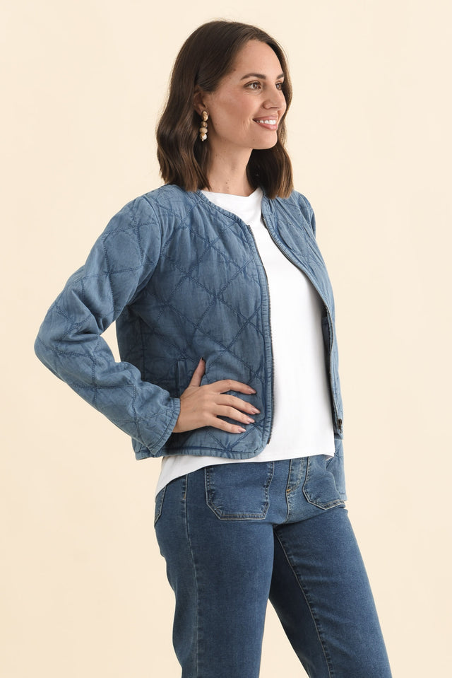 William Blue Quilted Pocket Jacket,Brunette model,alt text|model:MJ image 4