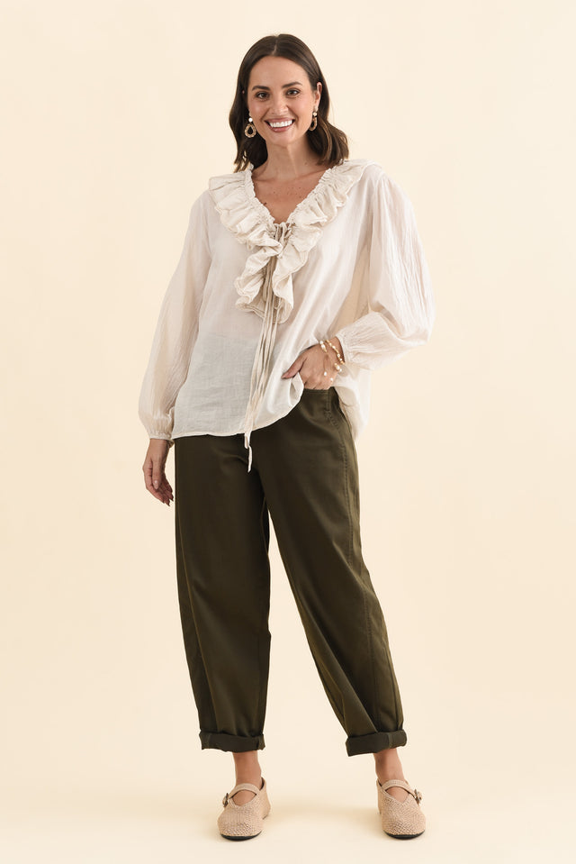 Winifred Natural Cotton Frill Top