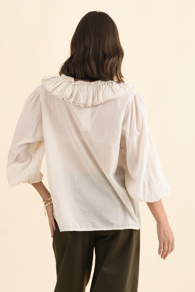 Winifred Natural Cotton Frill Top image 4
