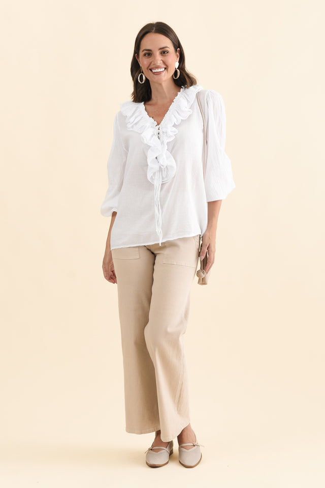Winifred White Cotton Frill Top image 6