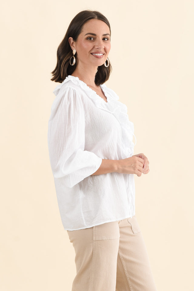 Winifred White Cotton Frill Top image 3