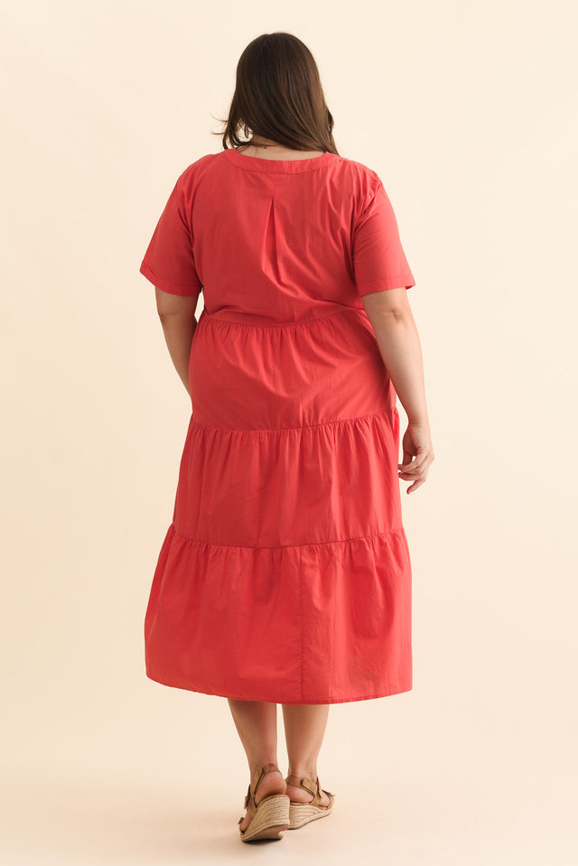 Winona Red Cotton Button Dress,Brunette model,alt text|model:Gabby image 12